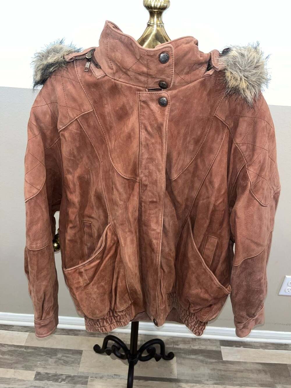 Adventure Bound by Wilsons Leather Quilted Suede Bomber Jacket Size L